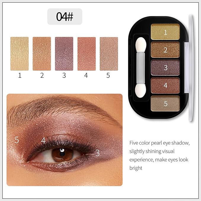 Dusty Rose Neutrals Eyeshadow Palette 5-Color | Highly Pigmented Matte&Shimmer Makeup, All-Day Wear Blendable Compact for Day/Night Looks, Vegan Cruelty-Free, Travel-Friendly Smudge-Proof