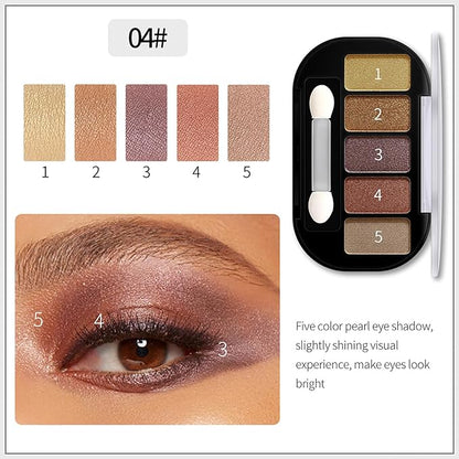 Dusty Rose Neutrals Eyeshadow Palette 5-Color | Highly Pigmented Matte&Shimmer Makeup, All-Day Wear Blendable Compact for Day/Night Looks, Vegan Cruelty-Free, Travel-Friendly Smudge-Proof