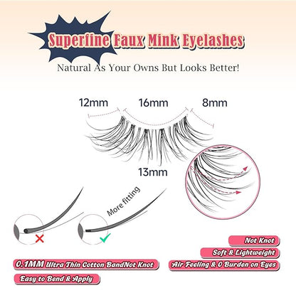 Natural Half Lashes Cat Eye Eyelashes 13MM False Eyelashes Natural Corner Lashes Wispy 3D Volume Half Eyelashes Pack with Thin Cotton Band 3/4 Lashes Extension 7 Pair Siligli