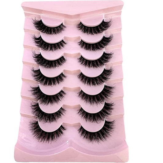 HBZGTLAD New 7 Pairs False Eyelashes Wispy Lashes Natural Look Fake Eyelashes Cat Eye Lashes Faux Mink Fluffy Strip False Lashes Pack (G98)