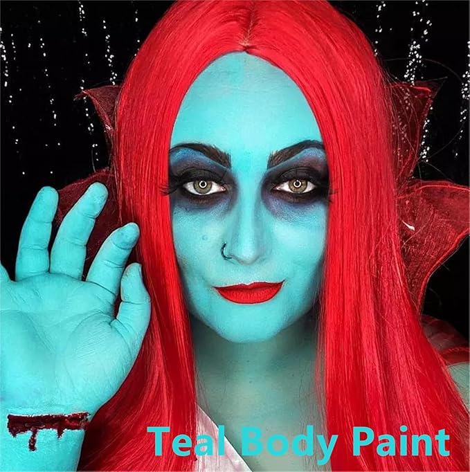 Go Ho Teal Face Paint Stick,Water Based Cream Teal Face Body Paint Washable,Smooth Face Painting Kit for Kids and Adults,Halloween Costumes Cosplay SFX Makeup