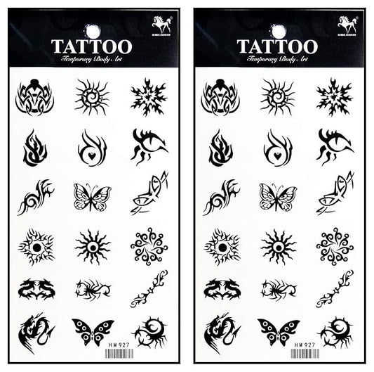 Tattoos 2 Sheets Scorpion Sun Butterfly Zodiac sign tattoos waterproof temporary tattoo stickers Body painting temporary for Women Men Lower Back Shoulder Neck Arm