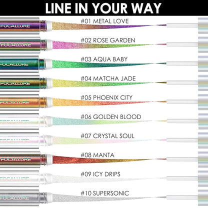 FOCALLURE Chameleon Liquid Eyeliner,Intense Color Shifting Eyeliner Pen,Metallic Multi-Reflective Finish,Waterproof,Smudge-proof,Ultra-Fine Tip,METAL LOVE