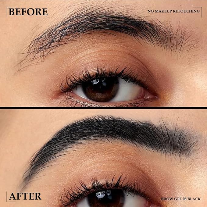 Tinted Thickening Brow Mascara,Brow Fast Sculpt,Waterproof, Transfer-proof, Brush to Fill in Eyebrows and Cover Gray Hairs - Cruelty Free - Light Medium Brown (1pc 08 Black)