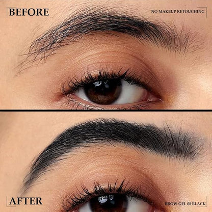 Tinted Thickening Brow Mascara,Brow Fast Sculpt,Waterproof, Transfer-proof, Brush to Fill in Eyebrows and Cover Gray Hairs - Cruelty Free - Light Medium Brown (1pc 08 Black)