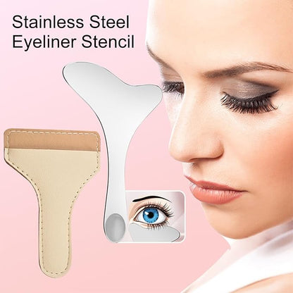 2Pcs 304 Stainless Steel Eyeliner Stencil, Multifunctional Eyeliner Tool, Winged Eyeliner Tools, Eyeliner Eyelash Eyeshadow Applicator Aid, Multifunctional Eye Makeup Aid for Makeup Novices