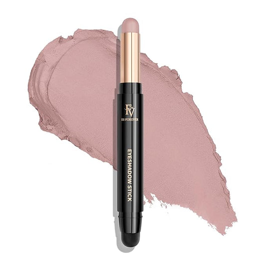 FV Long Lasting Cream Eyeshadow Stick, Waterproof & High Pigmented Eye Shadow Sticks Duo with Blending Brush, Crease-Proof & Natural Finish Eyeshadow Pencil, Rose Matte
