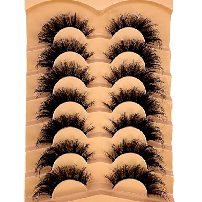HBZGTLAD NEW 7pairs Cat eye Eyelashes 3D Natural False Lashes 5d Fluffy Soft Cross Manga Lashes Wispy Natural Eyelash Extension Makeup (K)