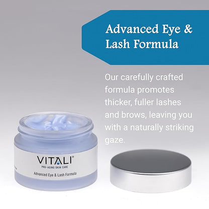 Vitali Advanced Eye & Lash Formula: Premium Age Reducing Copper Peptide Skincare for Longer Lashes and Fuller Eyebrows, Reduces Dark Circles and Puffy Eyes - 2 oz.
