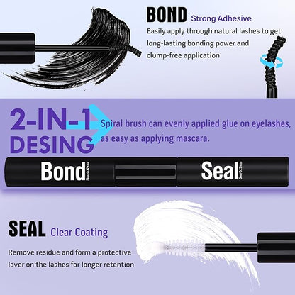 Geeneiya Natural Lash Clusters Kit 30D+50D Wispy Lash Extension Kit 10-18mm Cluster Eyelash Extensions Kit Natural Individual Lashes with Waterproof Lash Bond and Seal, Lash Tweezers (300Pcs)