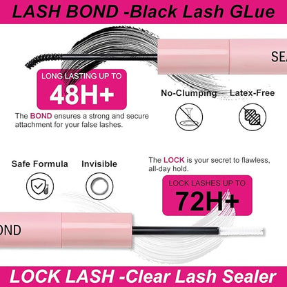 Lash Clusters Kit Fluffy 60D 80D Individual Lashes D Curl Cluster Eyelash Extensions 10-18mm DIY Lash Extension Kit Lash Bond and Seal Waterproof, Lash Applicator, Thick False Eyelashes Kit