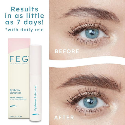 FEG Eyebrow Enhancer Growth Serum for Thicker Brows | Natural Brow Enhancing Serum for Growing and Thickening Eyebrows | Stimulates Natural Growth | 3ml | Single Pack