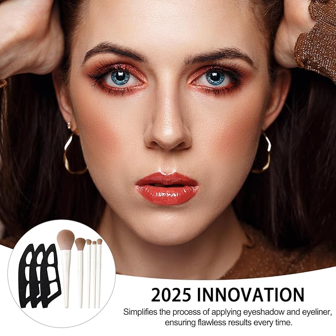 3Pcs Eyetour Eyeshadow Tool Eyeshadow Stencil – 2025 New Eyeliner Template Aid for Women & Beginners,5 Makeup Brushes