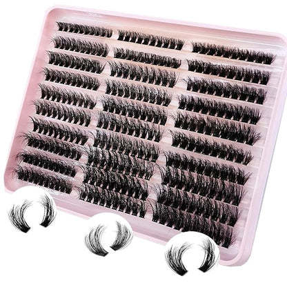 HBZGTLAD Fluffy Cluster Lashes 40D60D80D100D120D Natural Thick Eyelash Clusters D Curl Individual Lashes DIY Eyelashes Extension (300pcs 60P80P100P)