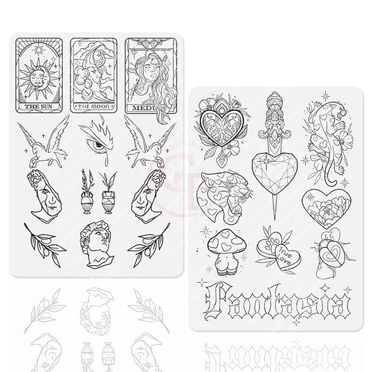TgoBeauty Men Women Double Sides Designs Tiny Tattoo Practice Skin 1.5mm Thickness Fine Line Practice Skin with Light Gray Lines (3pcs White Tattoo Skins)