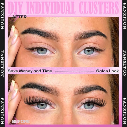 Wispy Lashes Cluster Kit Thick Eye Lash Clusters 40D+50D D 8-16mm Mix Lash Extension Kit Eyelash Clusters Volume Individual Lashes with Lash Bond and Seal and Tweezers