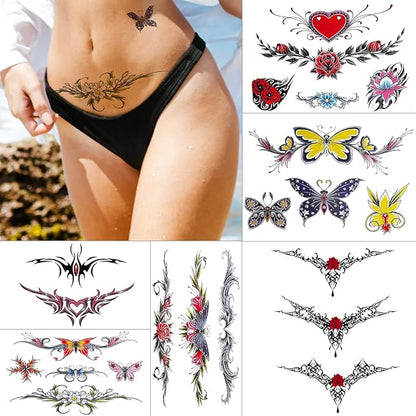 types of flowers, sexy temporary tattoo stickers and fake tattoos that look real and last long are suitable for girls, women or adults(6 * 8.3 inches,29 sheet temporary tattoo stickers)