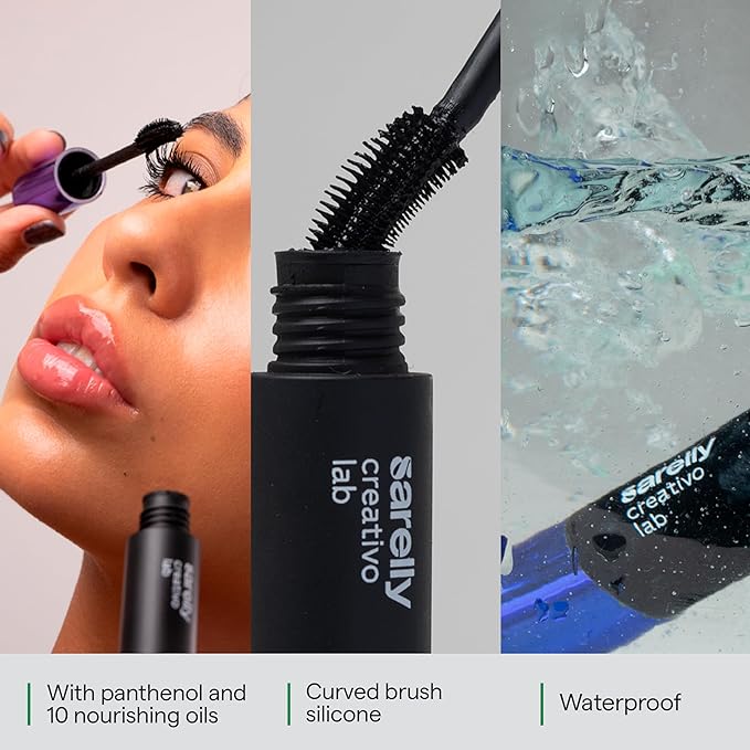 SARELLY CREATIVO LAB | Long Cow Lashes Mascara | Argan Oil Castor Oil Olive Oil | Long-Lasting Beauty Makeup Cute Stuff