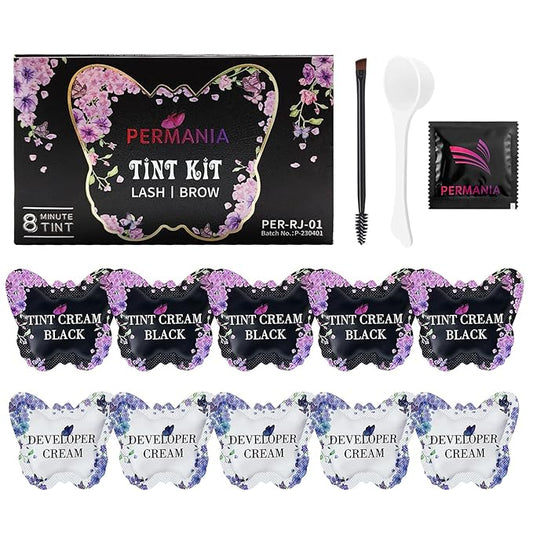 PERMANIA Lash Color Kit, Professional Natural Black Brow Color Lasts up to 4 Weeks for Newbie & Pro Kit Fast Quick Coloring (without silicone eye patch)