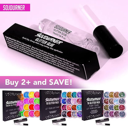 Glitter Body Glue & Face Glue - Face Glitter Makeup Primer for Eye, Face, Skin, Body Adhesive & More | Use with Glitter, Body Jewels, Rhinestones, Makeup and Rave Festival Accessories