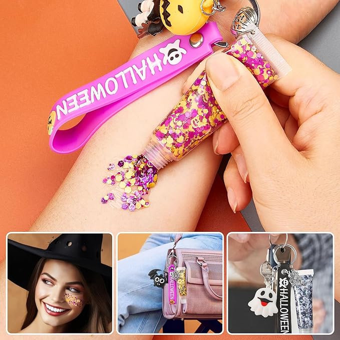 Body Glitter, Face Glitter Halloween Festival Hair Glitter Gel Orange Purple Face Paint Glitter Mermaid Makeup for Women Girls
