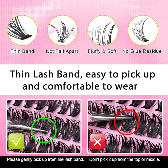 FANXITON Lash Clusters 280 Pcs Wispy Lash Clusters D 8-18 MM Mix Volume Thick Eyelash Clusters 50D Long Individual Eyelash DIY Lash Extensions at Home(50D)