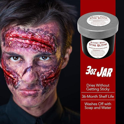 Bloody Mary Fake Scab Blood Make Up Body Paint - for Cosplay, Horror Costume, Theater Blood, Vampire Accessories, Scary Things - Skin Friendly Washable Looks Realistic Thick Blood