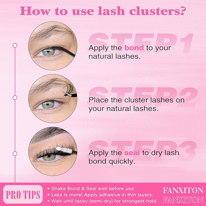 DIY Lash Extension Kit Natural Look Wispy Lash Clusters D 154 pcs Lashes Clusters 8-16 mm Eyelash Extension Kit Lash Bond and Seal Lash Tweezers Individual Lashes Lash Cluster Kit For Beginners