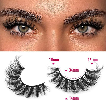 Natural False Eyelashes Cat Eye Lashes Mink Lashes Pack Wispy Fake Eyelashes 14 Pairs Strip False Lashes Multipack by TNFVLONEINS