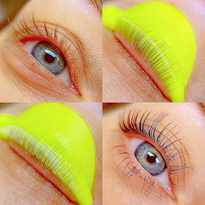 Lash Lift Shields C Curl Eyelash Lifting Shield Lami Lamination Roller Silicone Perm Rod Soft Lash Perming Pad Set For Lash Lift and Tint- Ribbons & Eye Patches (Lemon Flat C Curl Rods)