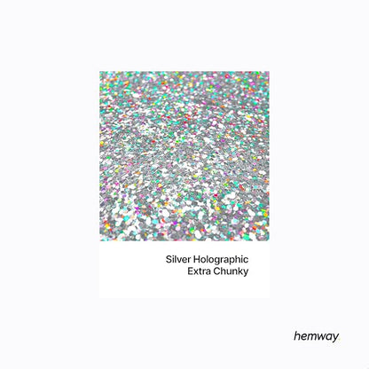 Hemway Eco Friendly Biodegradable Glitter 100g / 3.5oz Bio Cosmetic Safe Sparkle Vegan for Face, Eyeshadow, Body, Hair, Nail and Festival Makeup, Craft - 1/24" 0.04" 1mm - Silver Holographic