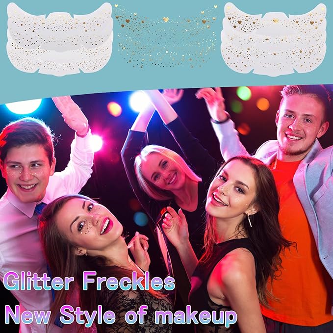 8 Counts Glitter Freckles, Face Glitter Makeup Speckles for Women Girls Festivals, Concerts, Parties, Rave Accessories