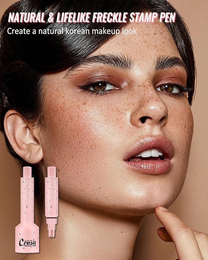 Freckle Stamp, Natural Realistic Faux Freckles Pen, Long Lasting Waterproof Quick Dry Magical Fake Freckle Stamp Marker, Get Sun-kissed Stars Makeup in One Press, Makeup Gift for Women Girl -02 Medium