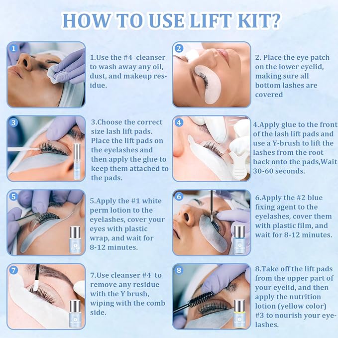 4 in 1 Lash & Brow Lift and Color Kit,Professional Eyelash Lift Kit & Brow Lamination Kit, Quick Curling Perming & Voluminous Coloring with Complete Tools DIY, Suitable for Salon & Home Use (Black)