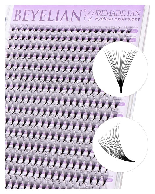 BEYELIAN Premade Lash Fans, 320 Fans Pre Made Fans Volume Lash Extensions 3D 6D 8D 10D 12D 20D 0.07 C/D Curl Save Time Eyelash Extensions for Professional Salon, 8-15mm MIX Easy to Use (20D-0.07-C)