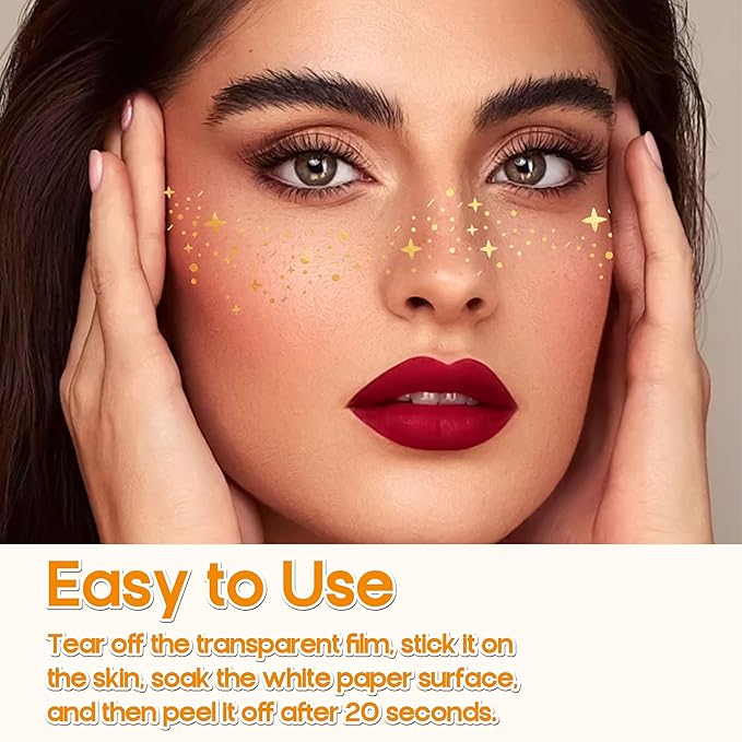 12Pcs Glitter Freckles Face Tattoos - Pearl Diamond Face Patches Stickers Festival Accessories for Women Sparkles Freckles Half Magic Makeup Jewels Stickers, Easy to Apply