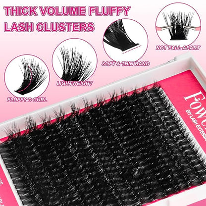 Lash Clusters 80D Fluffy Individual Lashes D Curl Cluster Eyelash Extensions 10-18mm Wispy DIY Lash Extension Thick Volume False Eyelashes Clusters for Beginners