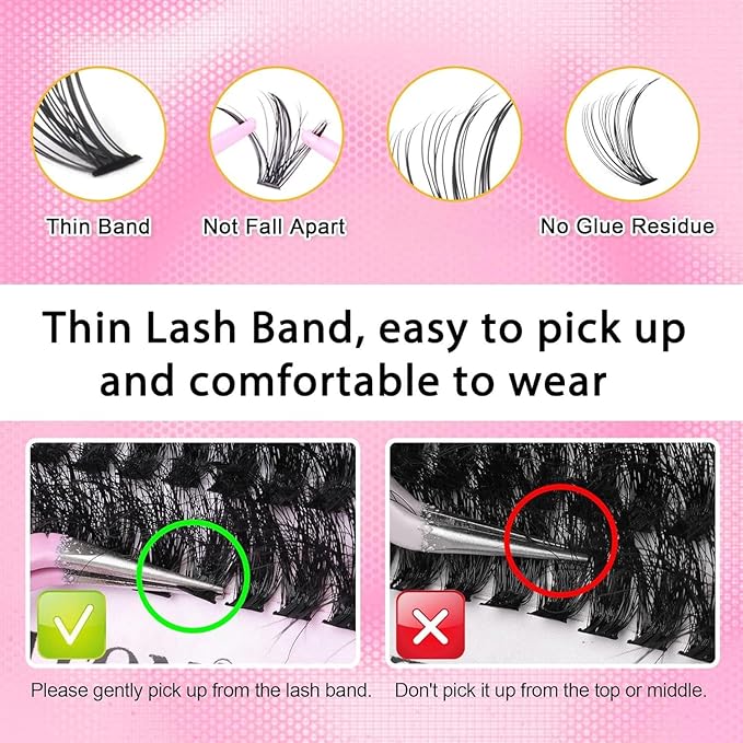 FANXITON Lash Clusters with Lash Bond and Seal Sweatproof, 10-18 mm D Volume Lash Extension Kit 280 pcs Individual Lashes Lash Clusters Kit and Tweezers Thick DIY Eyelash Extension Kit