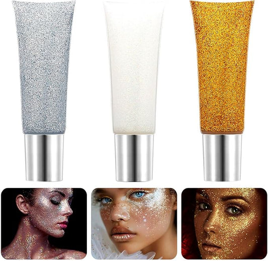 Body Glitter Gel Set Holographic Glitter Festival Makeup for Face Hair Eye Rave Mermaid Accessories Shimmer Glitter