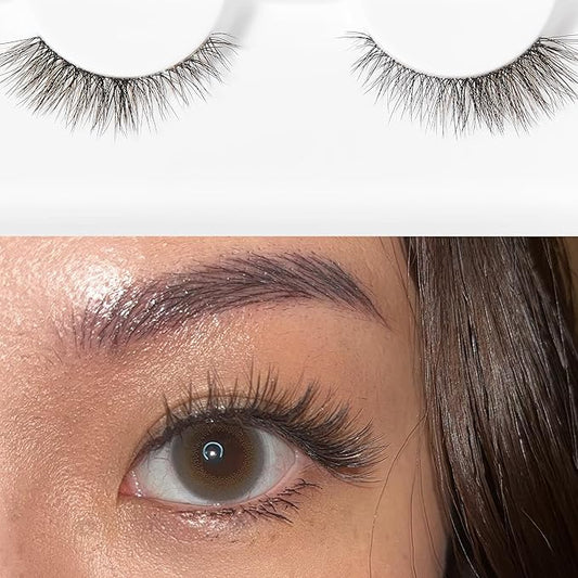 Get Lucky False Eyelashes Natural Look - Natural False Lashes - Soft Thin Clear Band - Natural Lashes