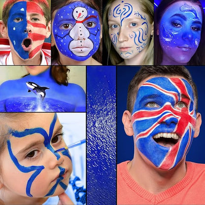 Professional Blue Face Body Paint Stick Makeup, DE’LANCI Cream Blendable Dark Blue Grease Foundation Painting Pen,Zombie Halloween SFX Special Effects Cosplay Costume Makeup, #05 ELF BLUE