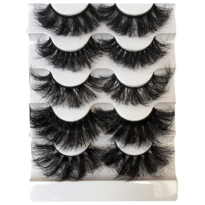 Gmagictobo Lashes False Eyelashes Fluffy Dramatic 3D Faux Mink Lashes Pack Long Thick Volume Soft Strips Fake Eye Lashes 5 Pairs Multipack