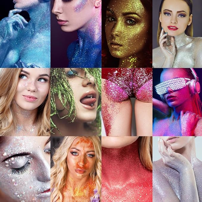 Hair Glitter Spray,Sliver Glitter Spray for Hair and Body Face Glitter Spray Long-Lasting Glitter for Hairspray Clothes Makeup Festival Stage Crafts(with Moisture Stick)