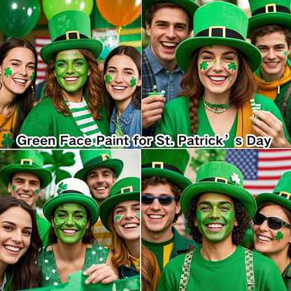 MEICOLY Light Green Face Body Paint(2.37Oz),St Patrick's Day Face Paint Makeup Accessories,Lime Green Face Paint for Camouflage Hunting Hulk Gamora,Halloween SFX Witch Makeup