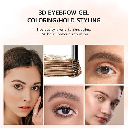 Waterproof Tinted Brow Gel-Long Lasting Smudgeproof Liquid Eyebrow Makeup, Brow Tint for Women Create Fuller & Defined Brows (Deep brown),Eye Brow Filler,Volumizing Enhance Brow Mascara