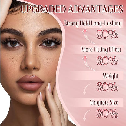 GEMERRY Magnetic Eyelashes 2 Pairs Magnetic Lashes Natural Look Magnetic Eyelashes with Applicator and Mirror No Glue&No Eyeliner Needed False Eyelashes Magnetic Lashes Kit Easy to Use