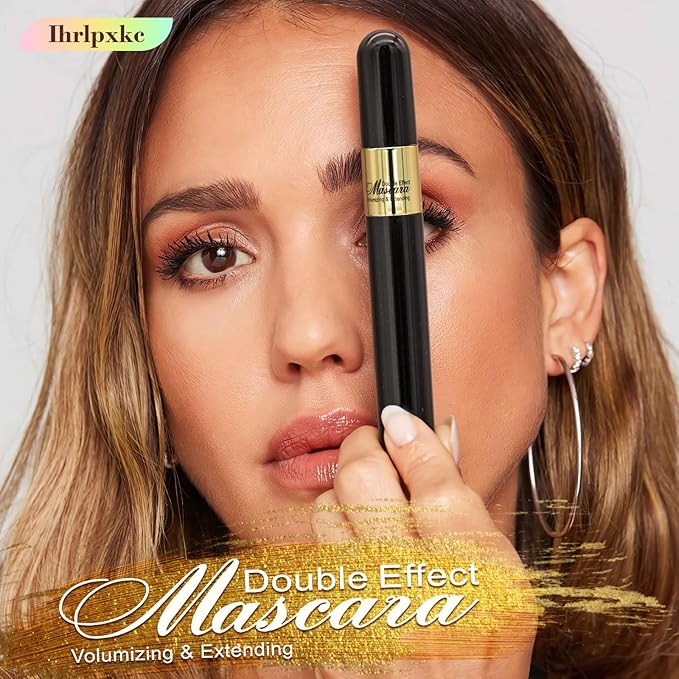 4D Silk Fiber Lash Tubing Mascara - Waterproof & Long-Lasting, Black 2-1 Defining and Lengthening Mascara for Dramatic Lashes, Smudge-Proof, Hypoallergenic (0.28 fl. oz)