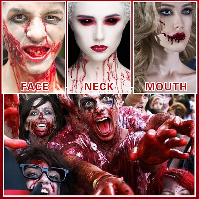 Halloween Makeup Kit - Washable Fake Blood Spray, Gel, and Sponge - Special Effects Kit for Vampire Zombie SFX Cosplay
