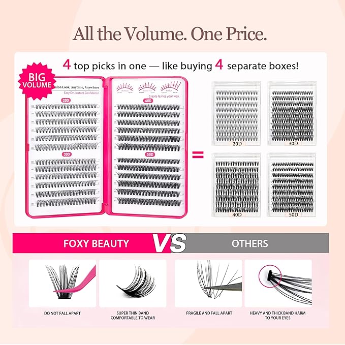 Lash Clusters - Lash Clusters Kit Lash Extension Kit with Lash Bond and Seal Cluster Eyelash Extensions Eyelash Clusters 20D30D40D50D-0.07D Lashes Clusters Eyelash Extension Kit DIY at Home Eyelashes