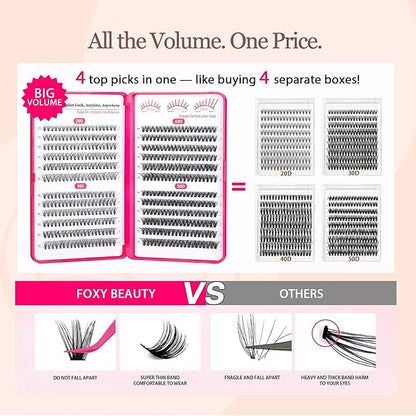 Lash Clusters - Lash Clusters Kit Lash Extension Kit with Lash Bond and Seal Cluster Eyelash Extensions Eyelash Clusters 20D30D40D50D-0.07D Lashes Clusters Eyelash Extension Kit DIY at Home Eyelashes